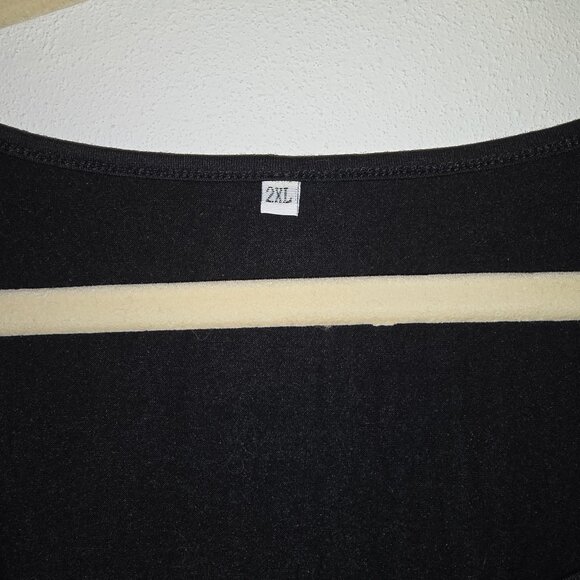 Saloogoe Black Pleated Square Neck Sleeveless Tank Top Size 2XL - Picture 3 of 5